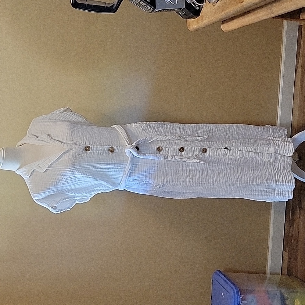 COPY - "FREE PEOPLE" OFF WHITE COTTON GAUZE DRESS IN SIZE L